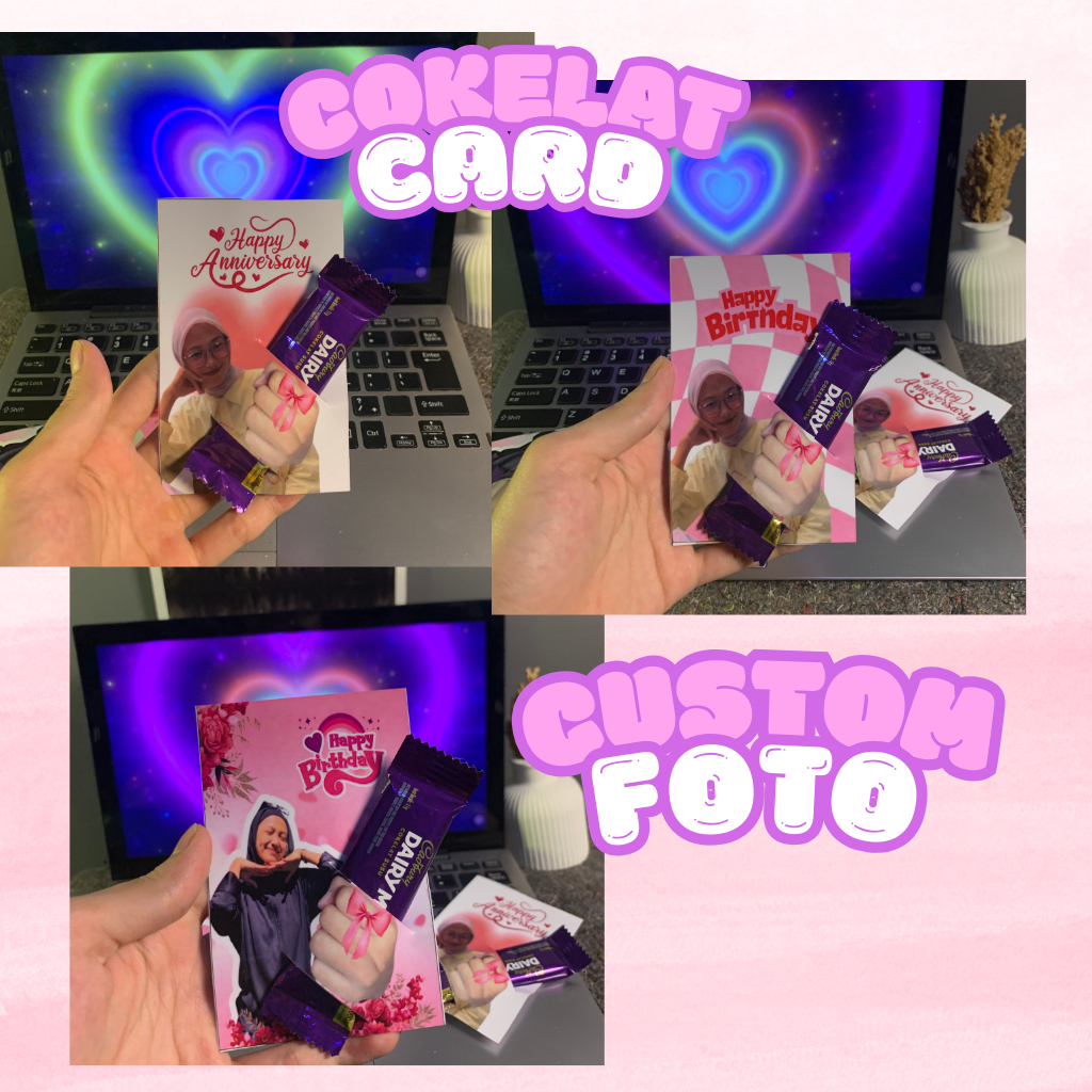 Momentive | Chocolate Card Custom Foto | Kartu Ucapan Anniversary | Hadiah Ulang Tahun Pacar | Kado 