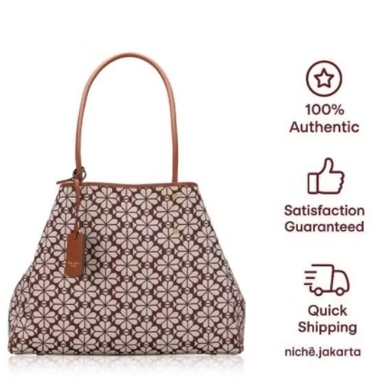KS FLOWER Jacquard Medium Tote Burgundy