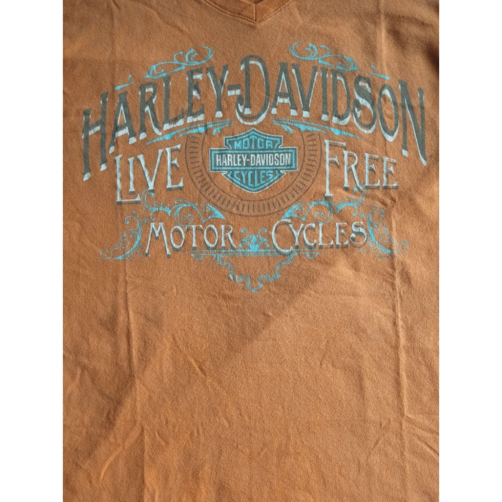 Kaos Harley Davidson Las Vegas Nevada Vintage Copyright ©2007 Cewe Girls Size M Warna Oranye Second 