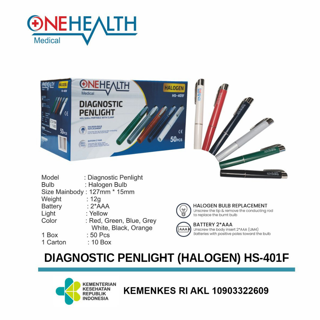 Penlight Halogen, Senter Medis, Cahaya Kuning - ONEHEALTH