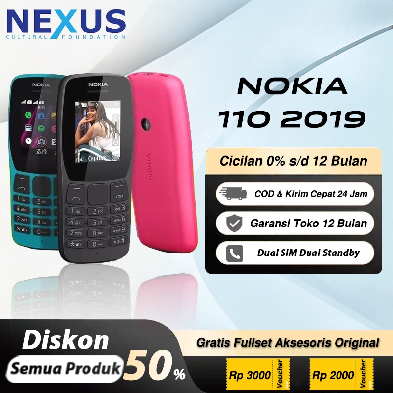 HP Nokia 110 2019 Dual SIM Kamera VGA MP3 Player Slot Memory Baru Fullset Garansi Toko 1 Bulan