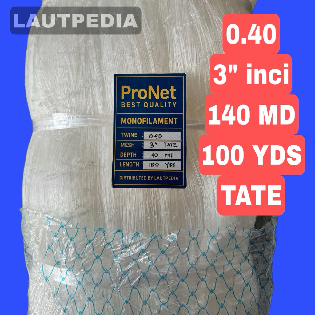 Jaring ikan 0.40 3 inci 140x100 TATE - PRONET
