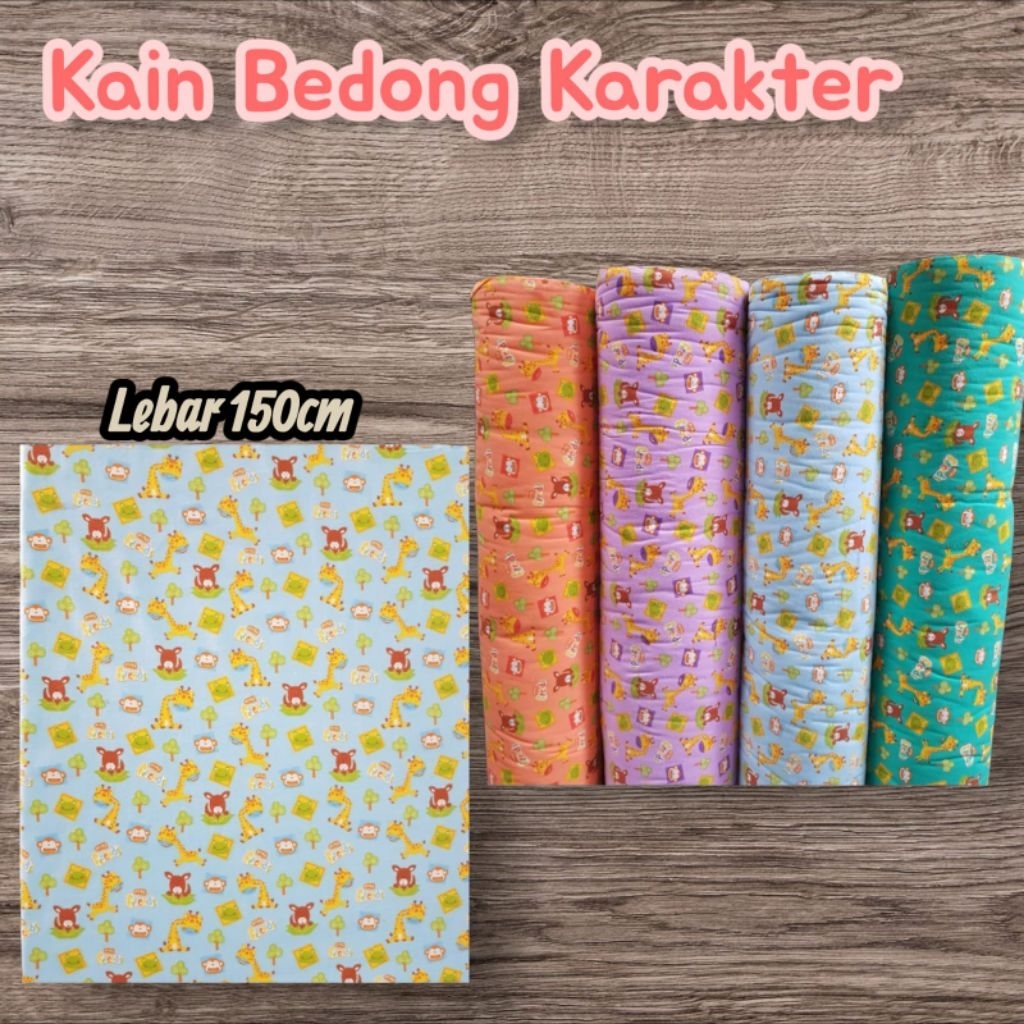 Bahan Kain Katun Flanel Bedong Bayi Karakter / kain gedong murah meteran