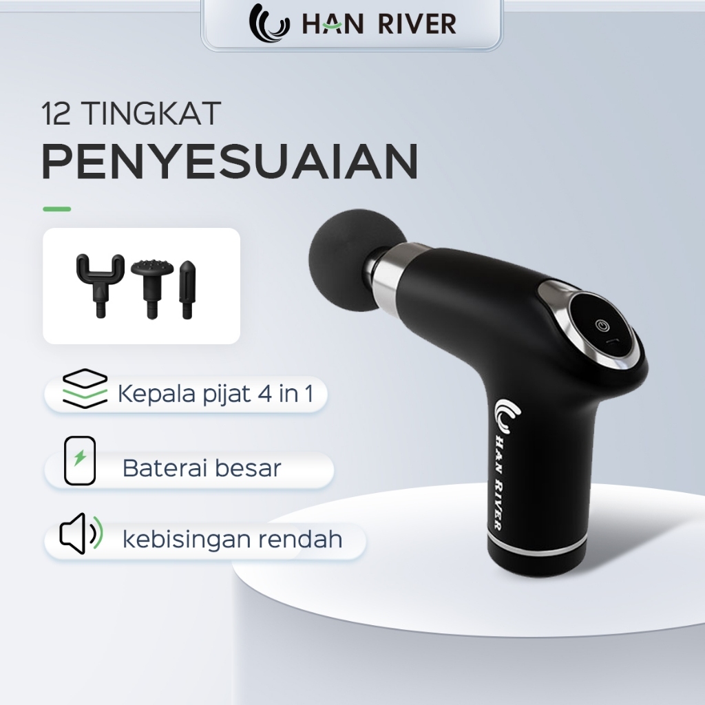 HAN RIVER Alat pijat MASSAGE GUN - DEEP TISSUE MUSCLE MASSAGER GUN-HITAM