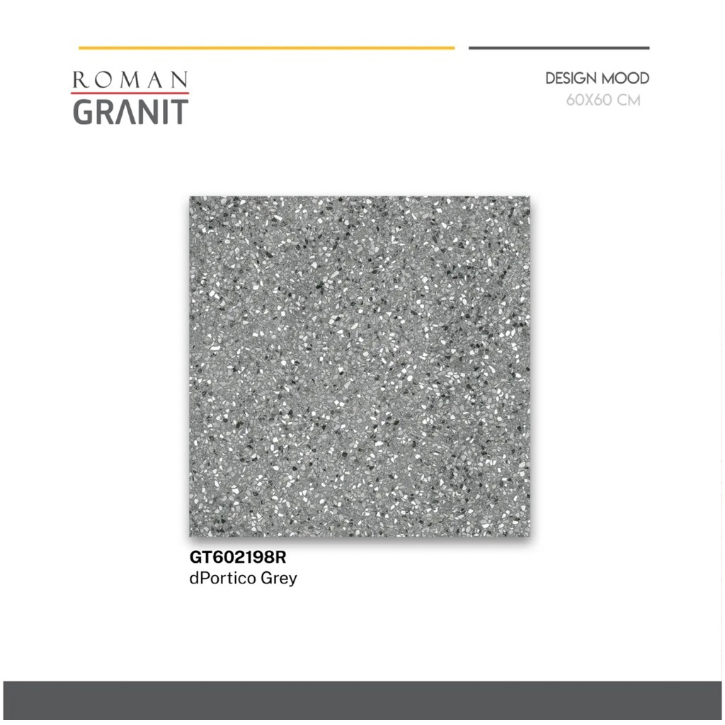 roman granit dPortico Grey GT602198R/Granit Terrazo 60x60/Ubin Terazzo abu abu/Keramik teras terazo/