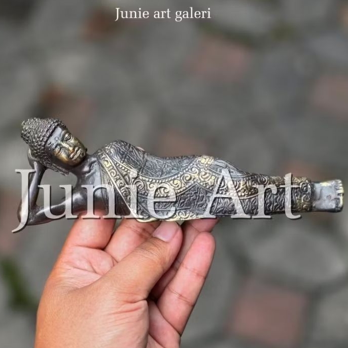 Patung Budha Tidur Sleping Budha Kuningan +-20 cman