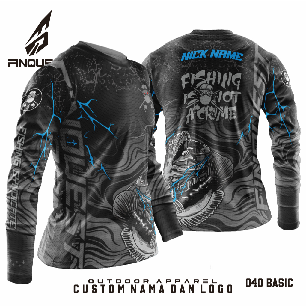 FINQUEST Jersey Mancing Fishing Syndicate BLACK FINDER Bisa Custom Nama dan Logo