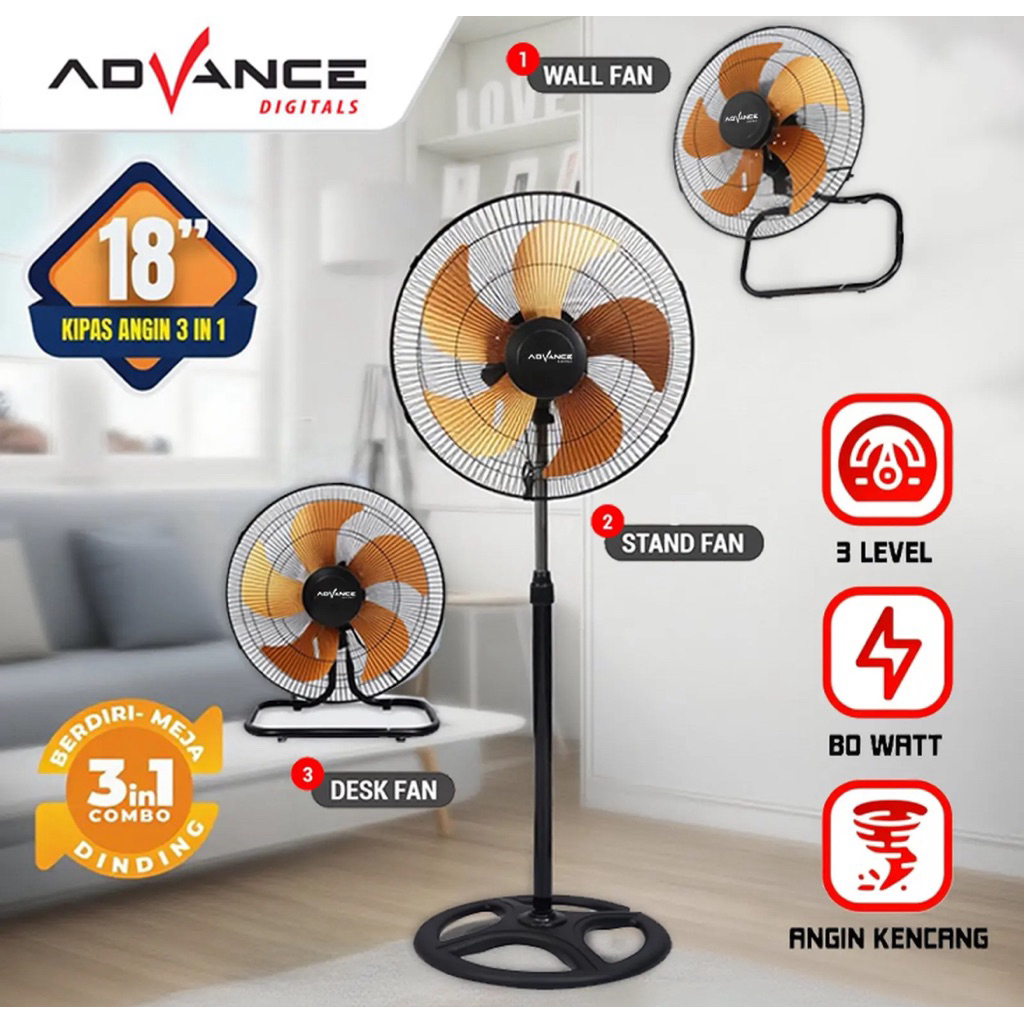 KIPAS ANGIN ADVANCE 1805 - ADVANCE KIPAS ANGIN 18 INCH 3IN1 - KIPAS ANGIN BESI ADVANCE 18 INCH - KIP