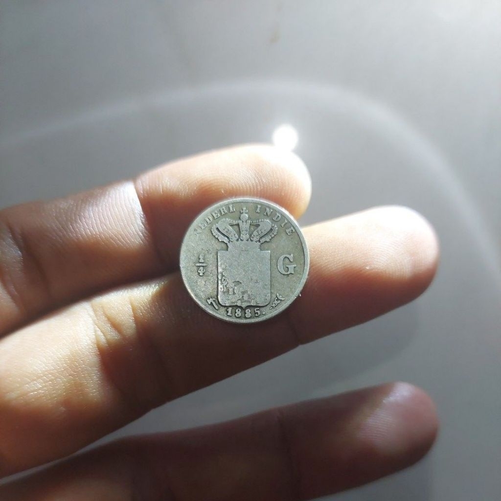 1/4 gulden tahun 1855 langka. perak asli.