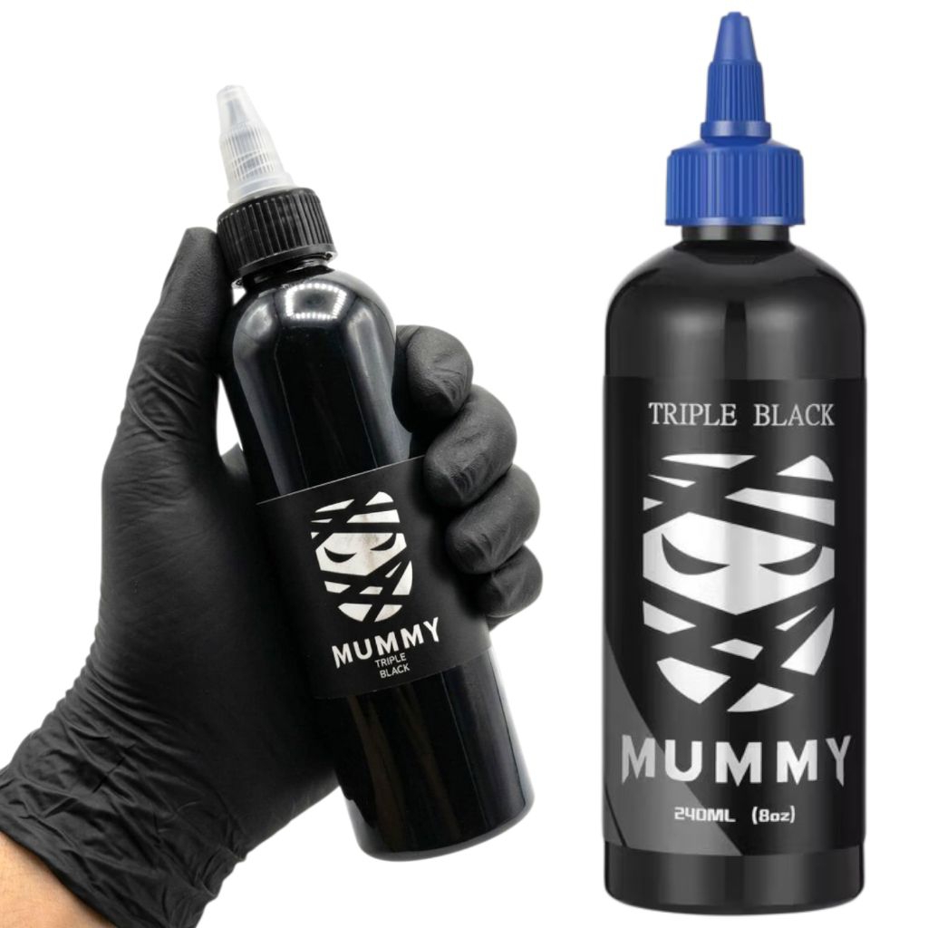 Tinta Tattoo MUMMY Original Triple Black 2oz | Tinta Tato Hitam Pekat Premium | Tattoo Ink Asli Impo
