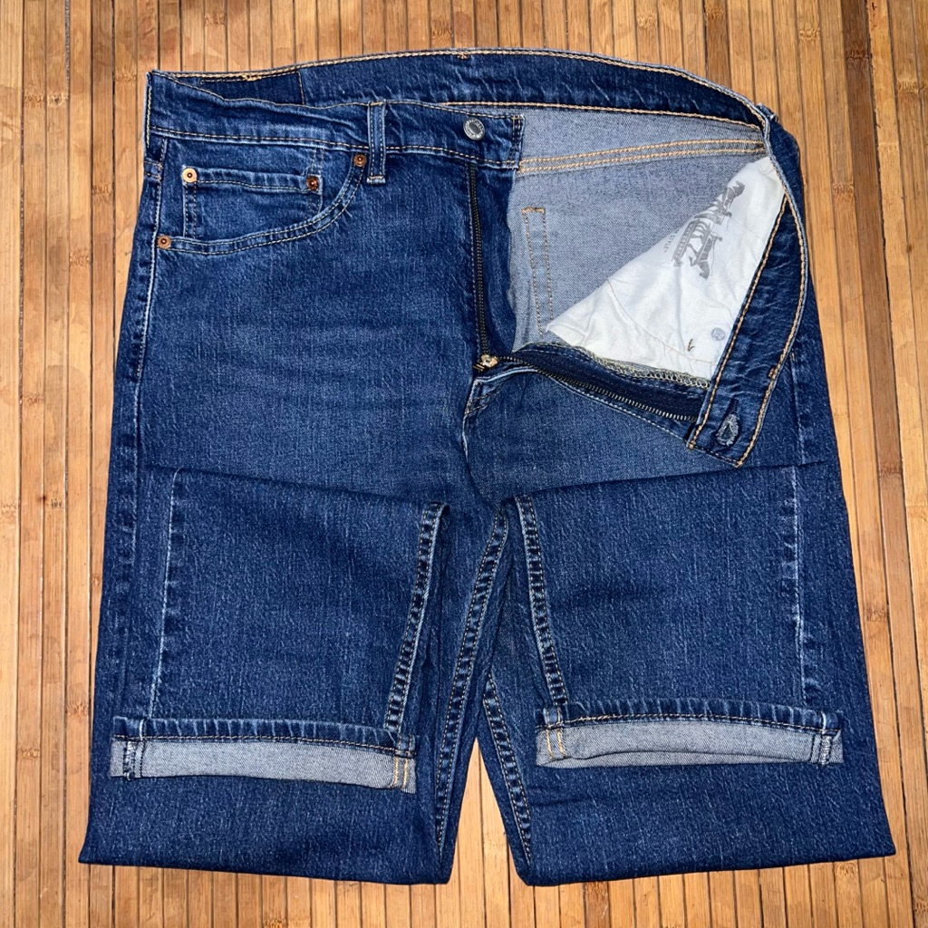 LEVIS 505 REGULAR STRAIGHT DARK STONE WASH STRETCH DENIM JEANS