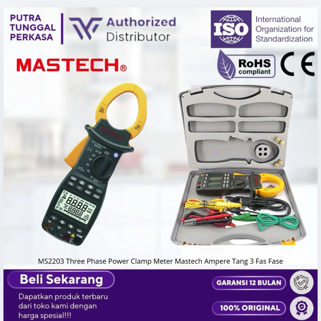 MASTECH MS2203 Three Phase Digital Power Clamp Meter Mastech MS2203 Ampere Tang 3 Fas Fase PC