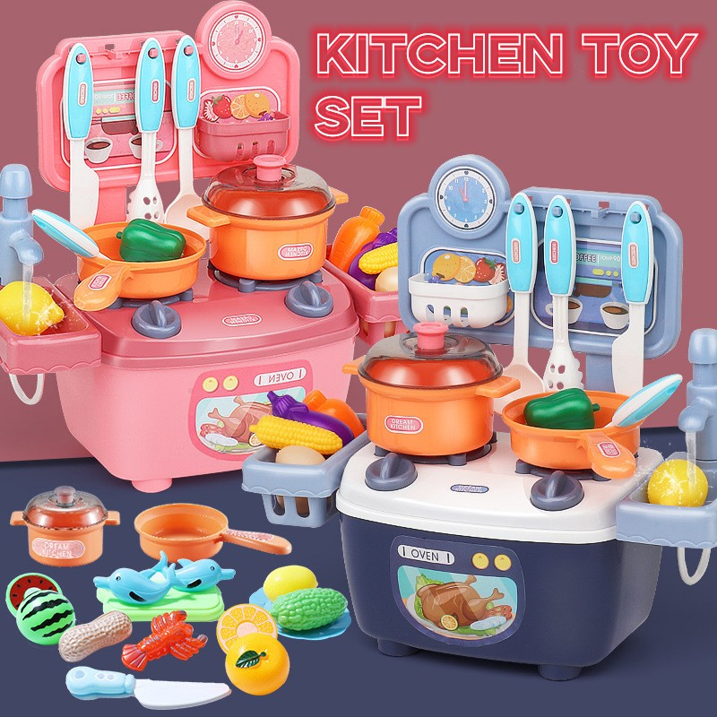 Mainan Anak Perempuan Cooking Set Kitchen Set Mainan Anak Simulation Mainan Anak Perempuan Set Lengk