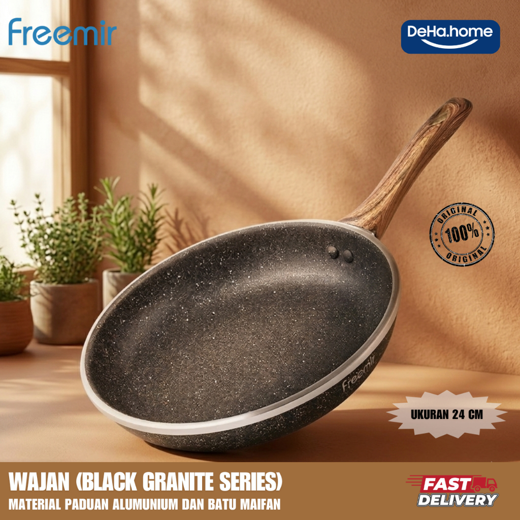 freemir Frypan Granite Black Series wajan penggorengan anti lengket 24cm wajan anti lengket