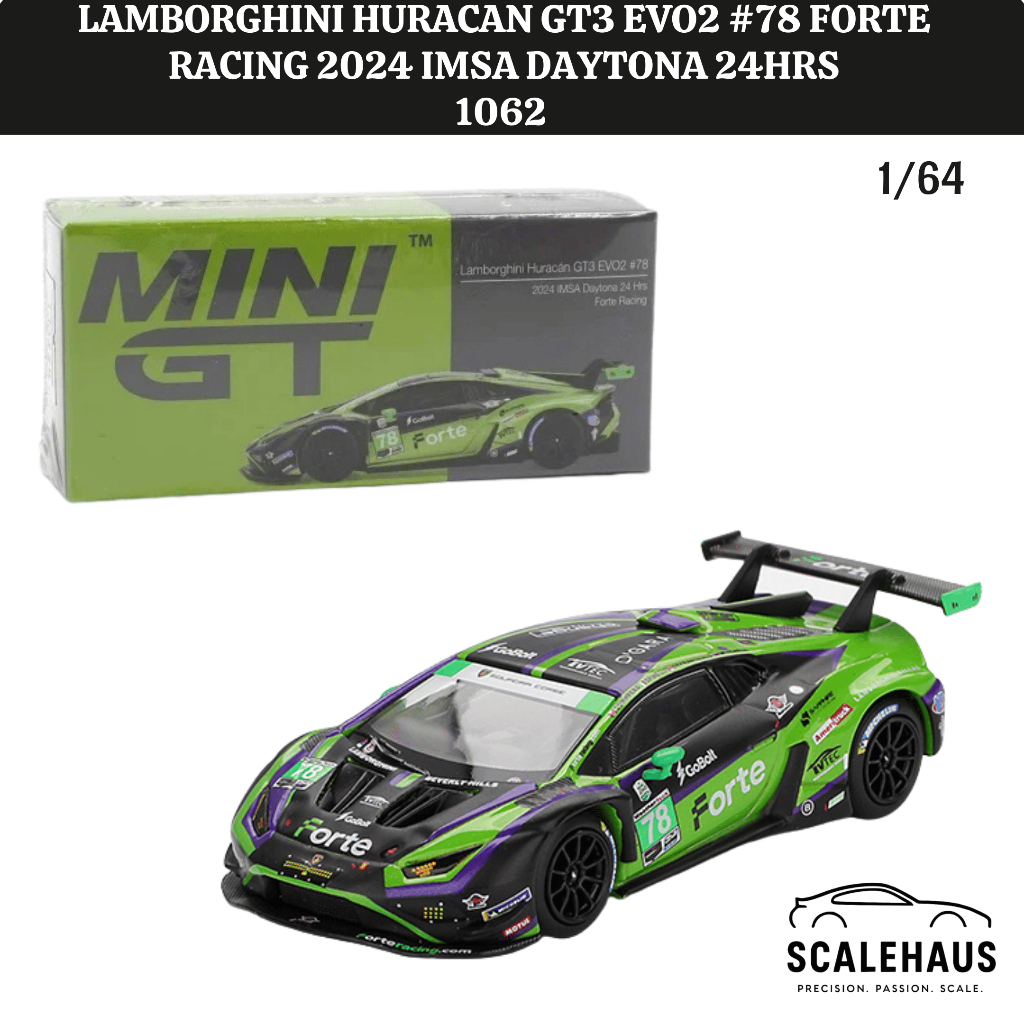 MINIGT 1062 Lamborghini Huracan GT3 EVO2 #78 Forte Racing 2024 IMSA Daytona 24HRS