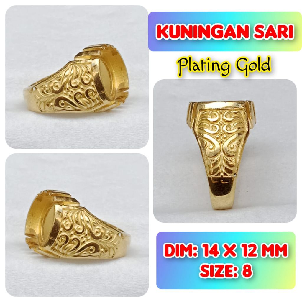 ring emban batu akik dan permata kuningan.45