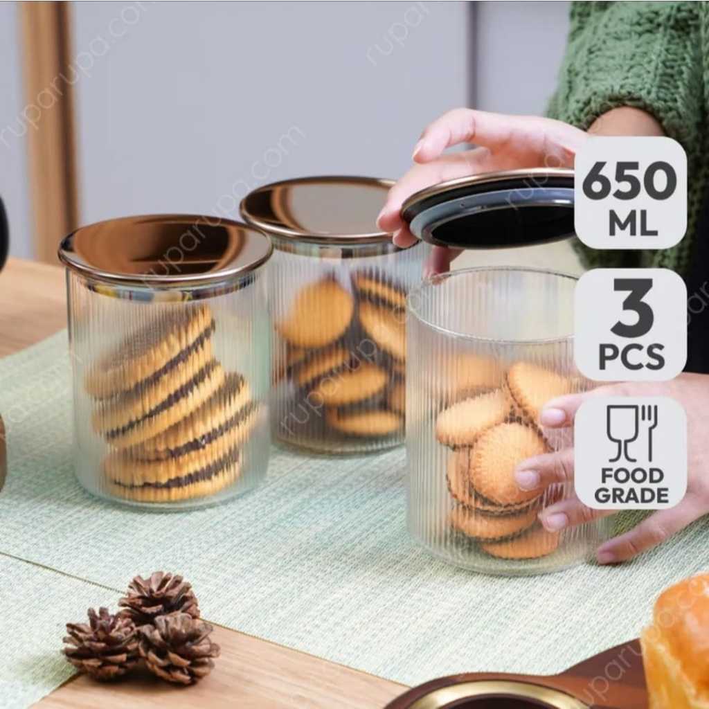 INFORMA GWEN GLASS JAR SET OF 3 // TOPLES IFORMA // JUAL TOPLES KACA KUE LEBARAN // TOPLES KUE // TO