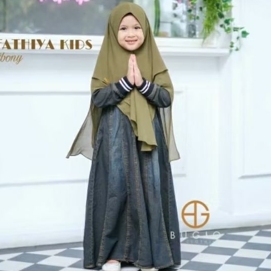FATHIYA DRESS KIDS (GAMIS JEANS KIDS) BY BUGIO // GAMIS ANAK JEANS SYARI PREMIUM