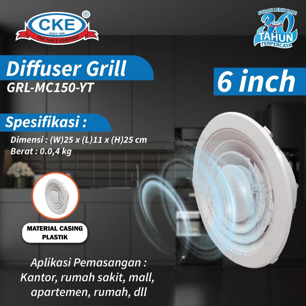 Grill Round diffuser 6 inch Putih Grill Plafon AC Ducting