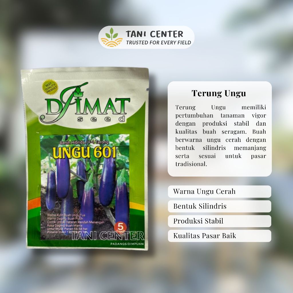 Bibit Djimat – Terung Ungu Buah Panjang & Mengkilap | Benih Sayur Unggul | Cepat Panen | Tani Center