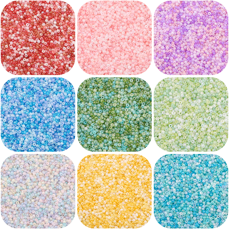 [Daidifen] 2mm 10g/bag Manik Seed Glass Warna Indah untuk Kerja Jarum dan Aksesori Pembuatan Perhias
