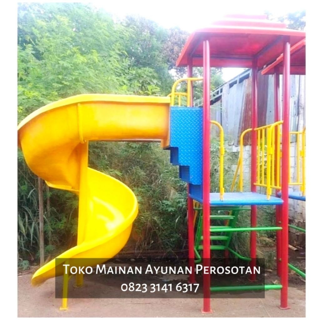 Mainan Perosotan Set Ayunan - Mainan Prosotan Set Ayunan - Perosotan Spiral Besi - Prosotan Spiral B