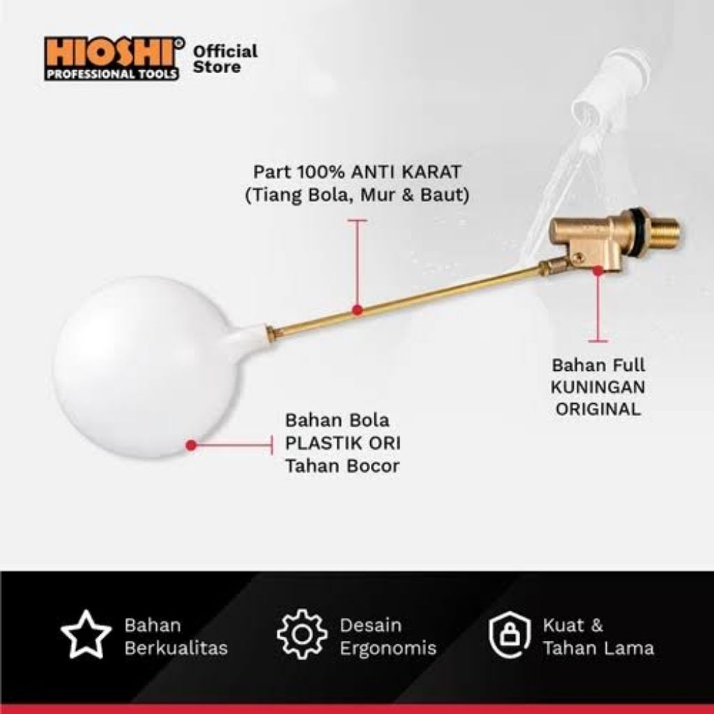 PELAMPUNG BOLA KUNINGAN HIOSHI UK 1/2