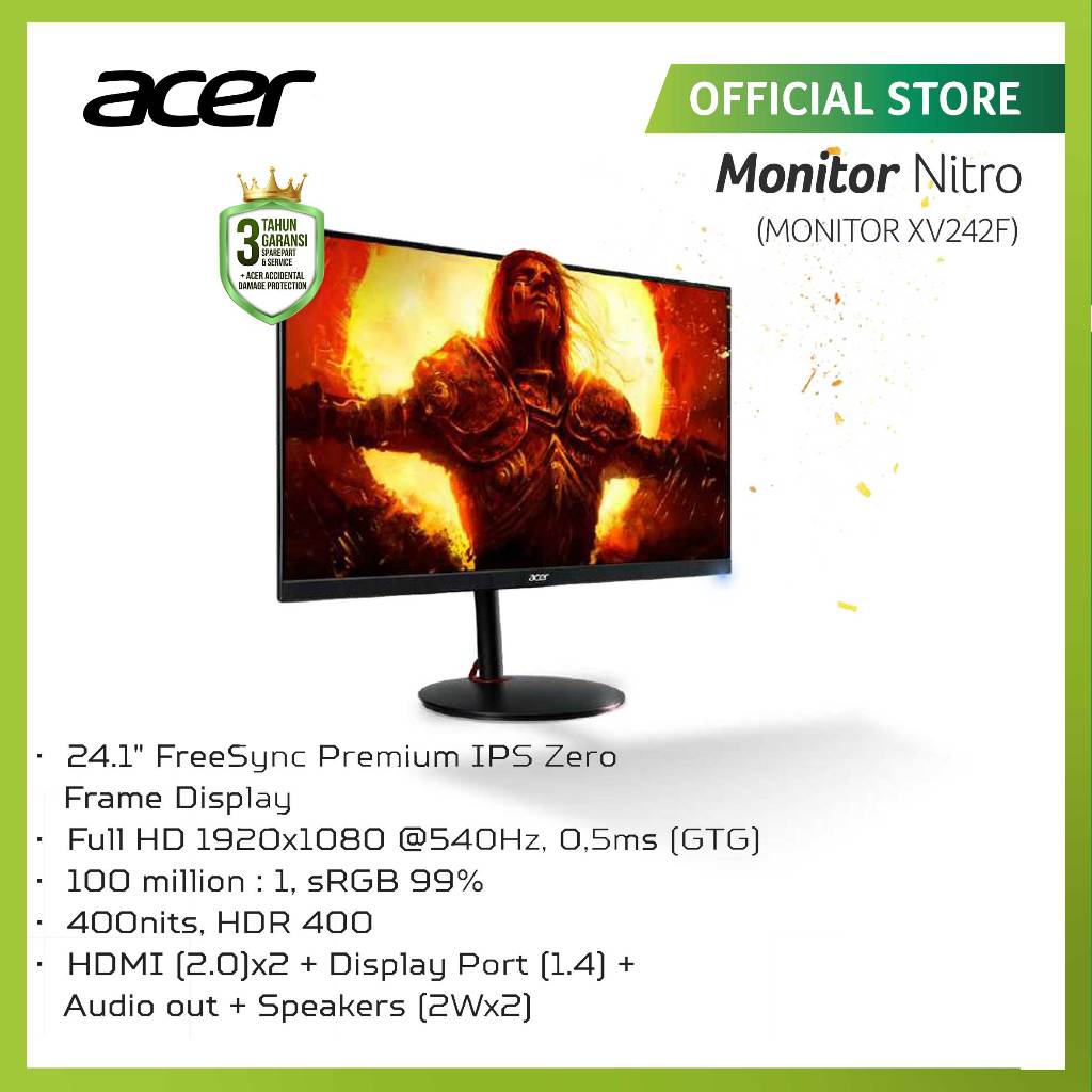 Acer XV242F 24" Monitor Gaming FHD TN 540Hz