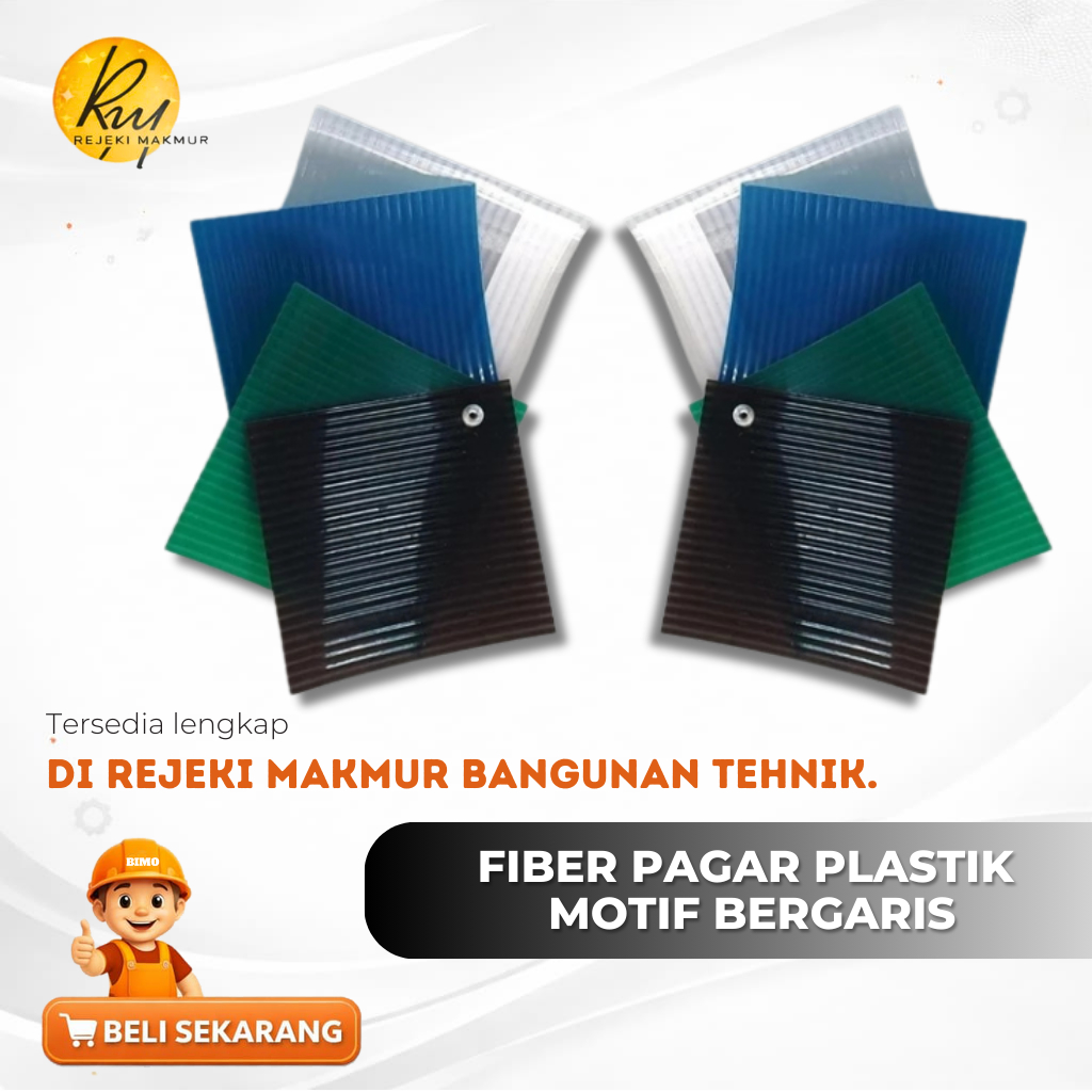 Fiber Pagar Plastik Motif Bergaris / Penutup Pagar Plastik Motif Garis Timbul Tebal 0.6mm 1 ROLL