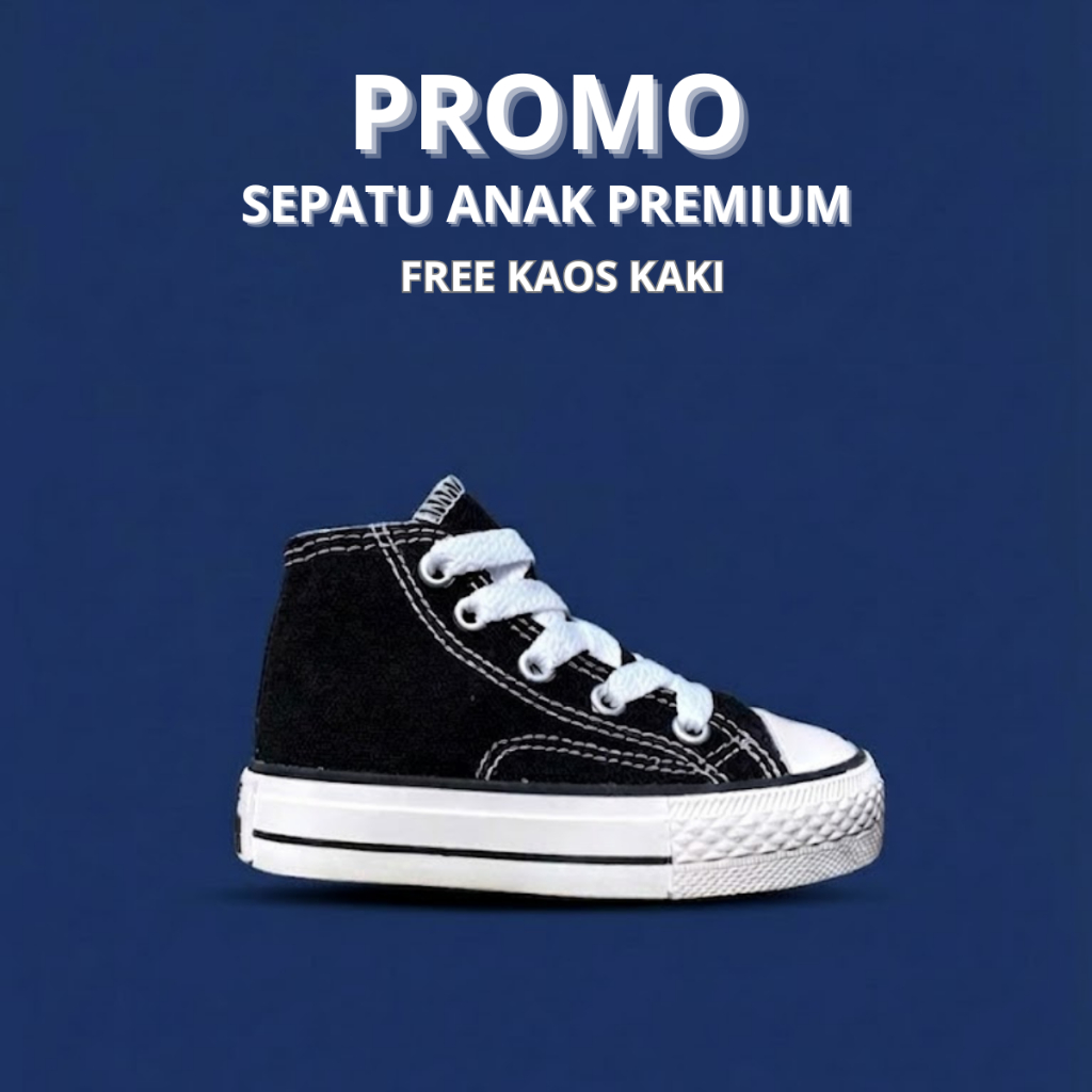 Sepatu Converse All Star -Hitam Sepatu Sekolah Anak TK,SD Dan Smp Premium