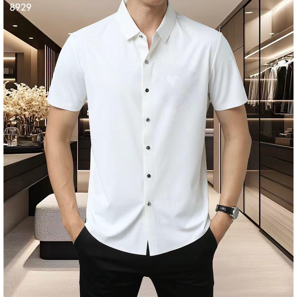 Kemeja pria casual fashion branded putih # AMI-01B