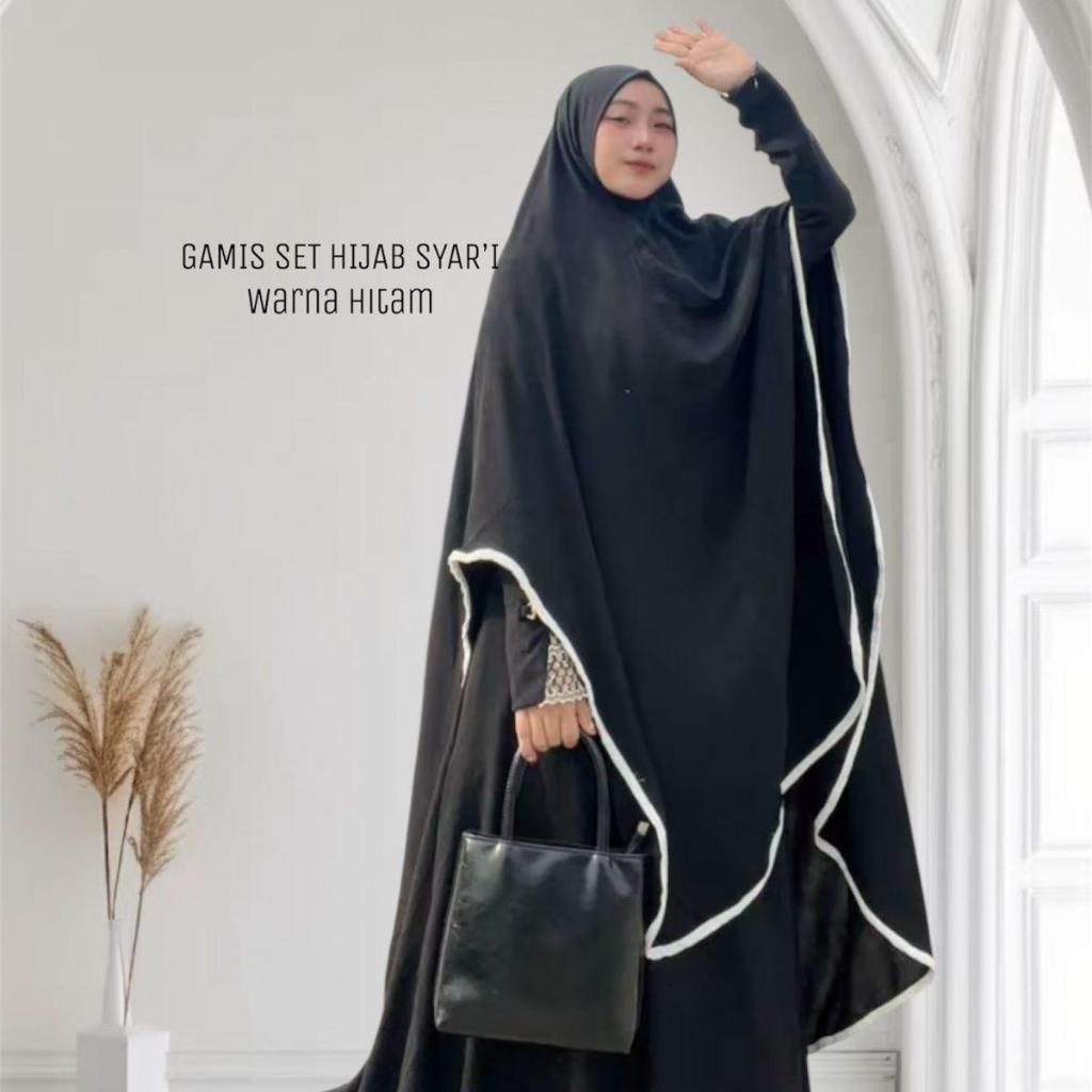 Cloudia Gamis Syar'i JOMBO Gamis Muslim tangan Renda Variasi Mewah