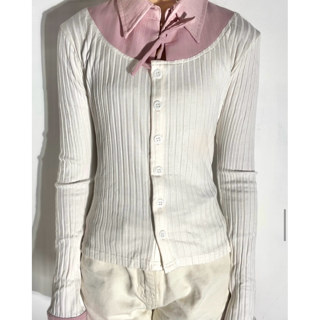 preloved alaia shirt cardigan | kemeja pink she wears sugar