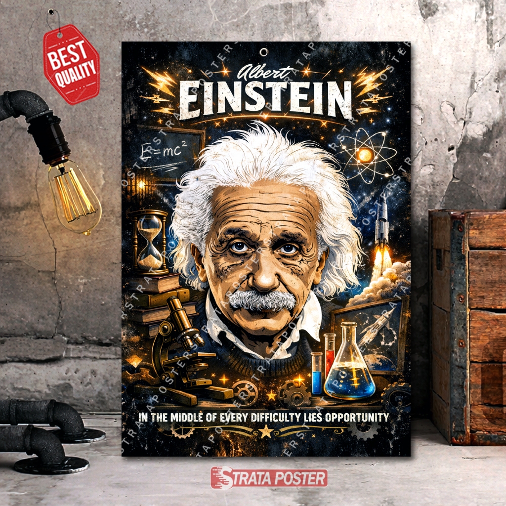 Poster Albert Einstein Dekorasi Dinding Vintage