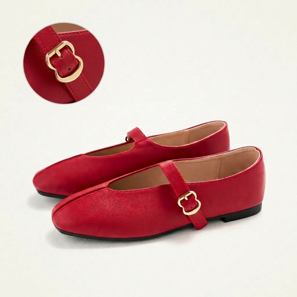 Berrybenka - Sofia Meiji Leather Mary Jane Sepatu Flat Shoes Wanita Kulit Korean Style