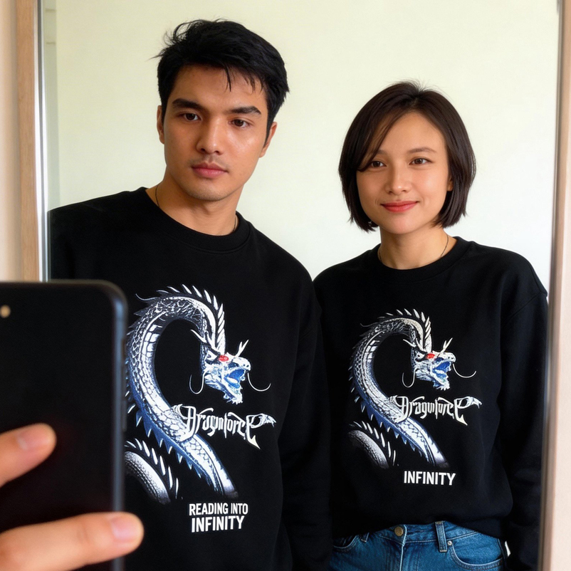 Sweater Dragon Force Band DragonForce Crewneck Bahan Cotton Fleece Nyaman Adem