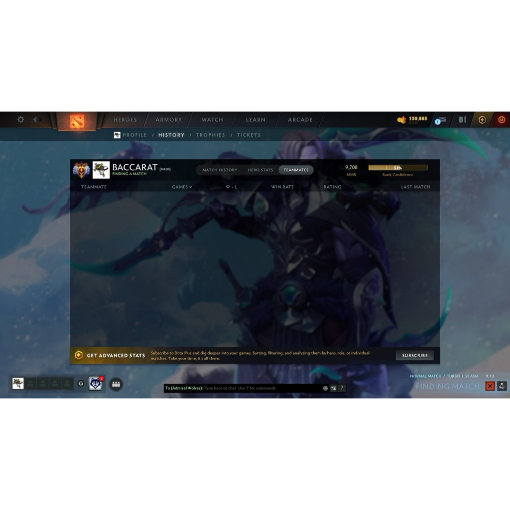 ID Dota 2 Rank immortal MMR 9708 