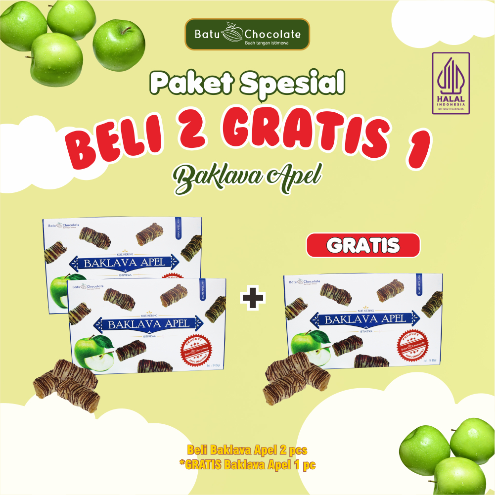 Batu Chocolate - Paket Spesial Beli 2 Gratis 1 Baklava Apel