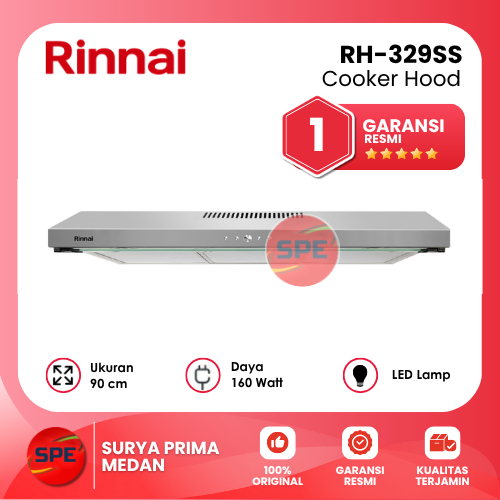 COOKER HOOD RINNAI UKURAN 90 CM RH-329SS / RH329SS GARANSI RESMI (MEDAN)