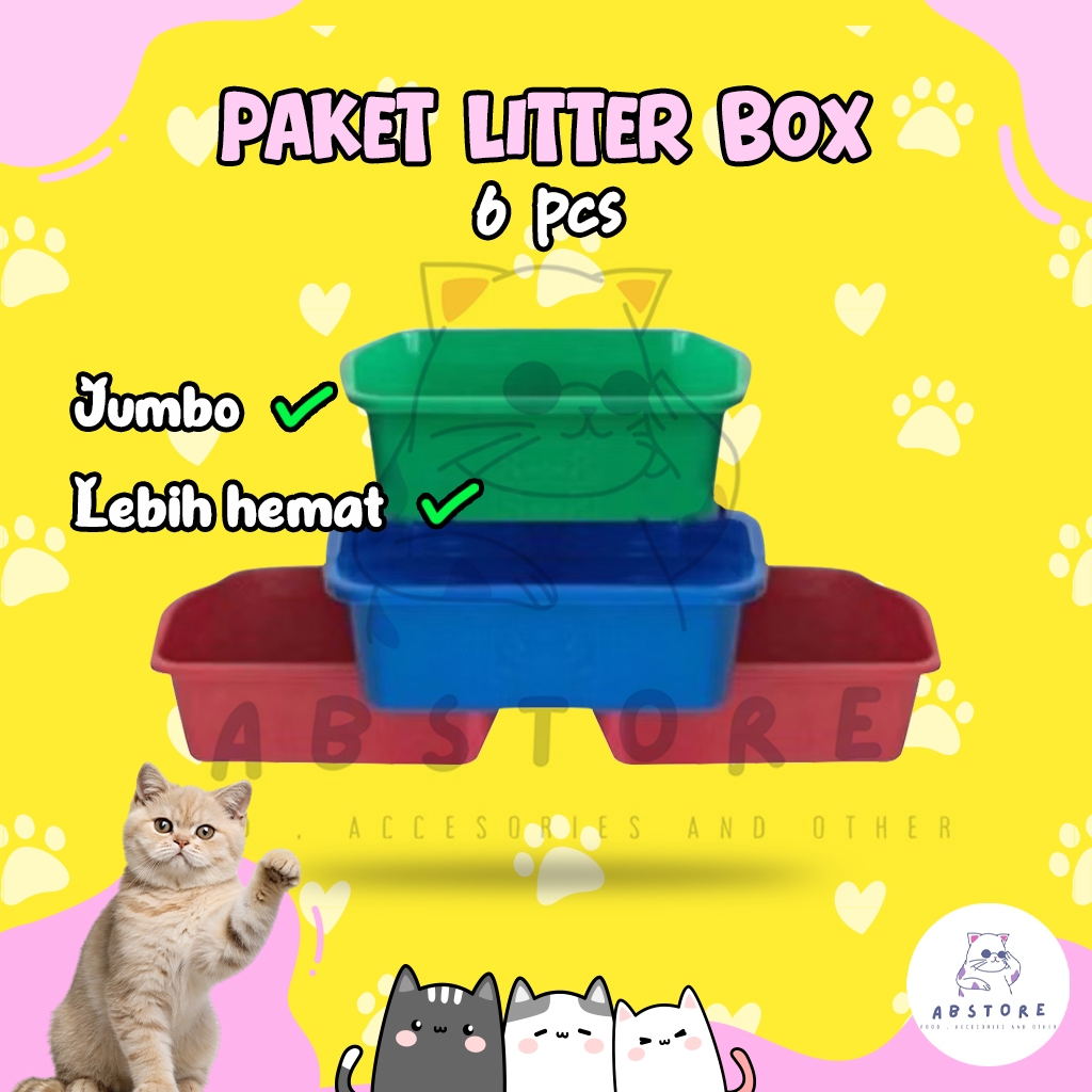 (6PCS) - BASKOM PLASTIK JUMBO / BASKOM KOTAK JUMBO / LITTER BOX KUCING JUMBO / WADAH SABUN / WADAH K