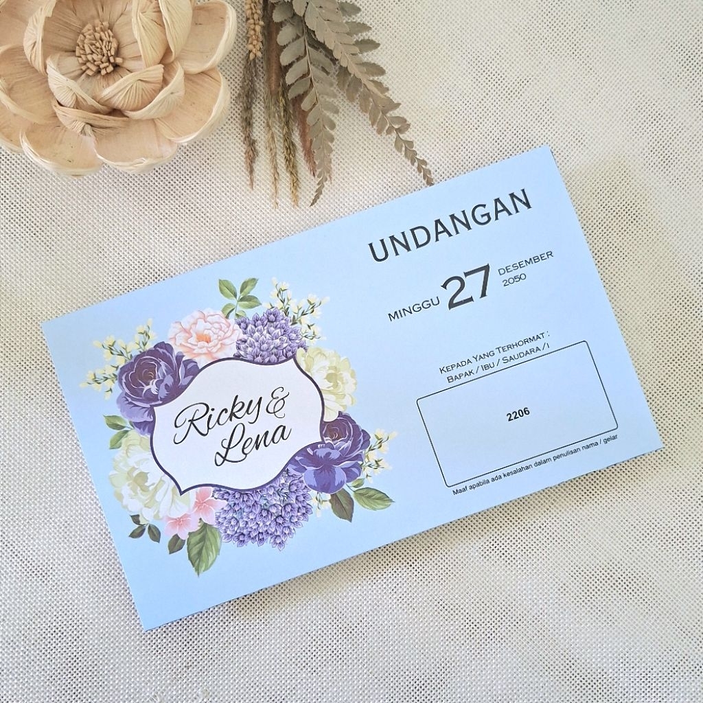 Blanko Undangan/Undangan Pernikahan Kertas/Undangan Rustic/Undangan Aesthetic Rumah Cetak (RR2206)