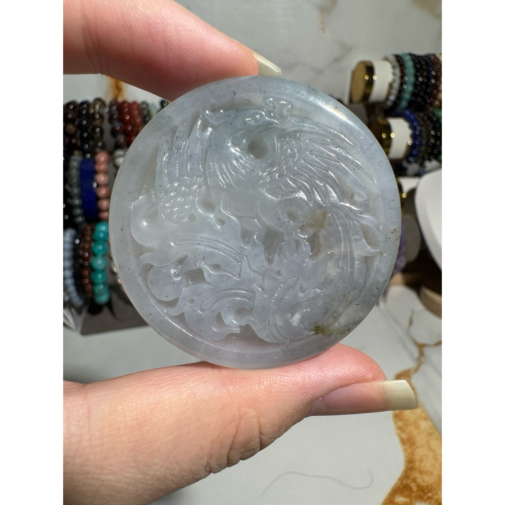 Liontin Giok White Wuji Phoenix