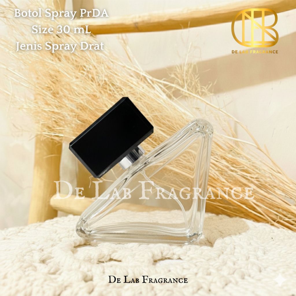 botol parfum segitiga prda 30 ml spray putar kaca tebal elegant mewah exclusive isi ulang parfum