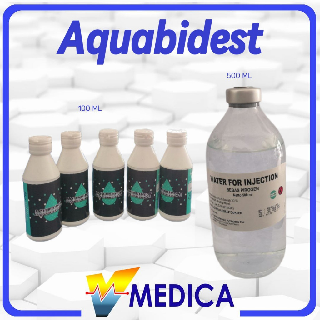 Aquabidest 100ml Dan 500ml Botol Segel Higienis /Aquabides steril Water