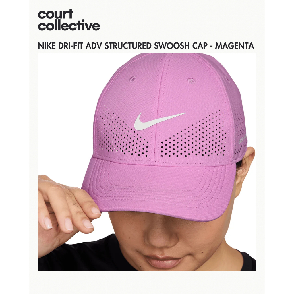Nike Dri-FIT ADV Club Structured Swoosh Cap (All Size) - Magenta | Topi Tennis | Topi Padel