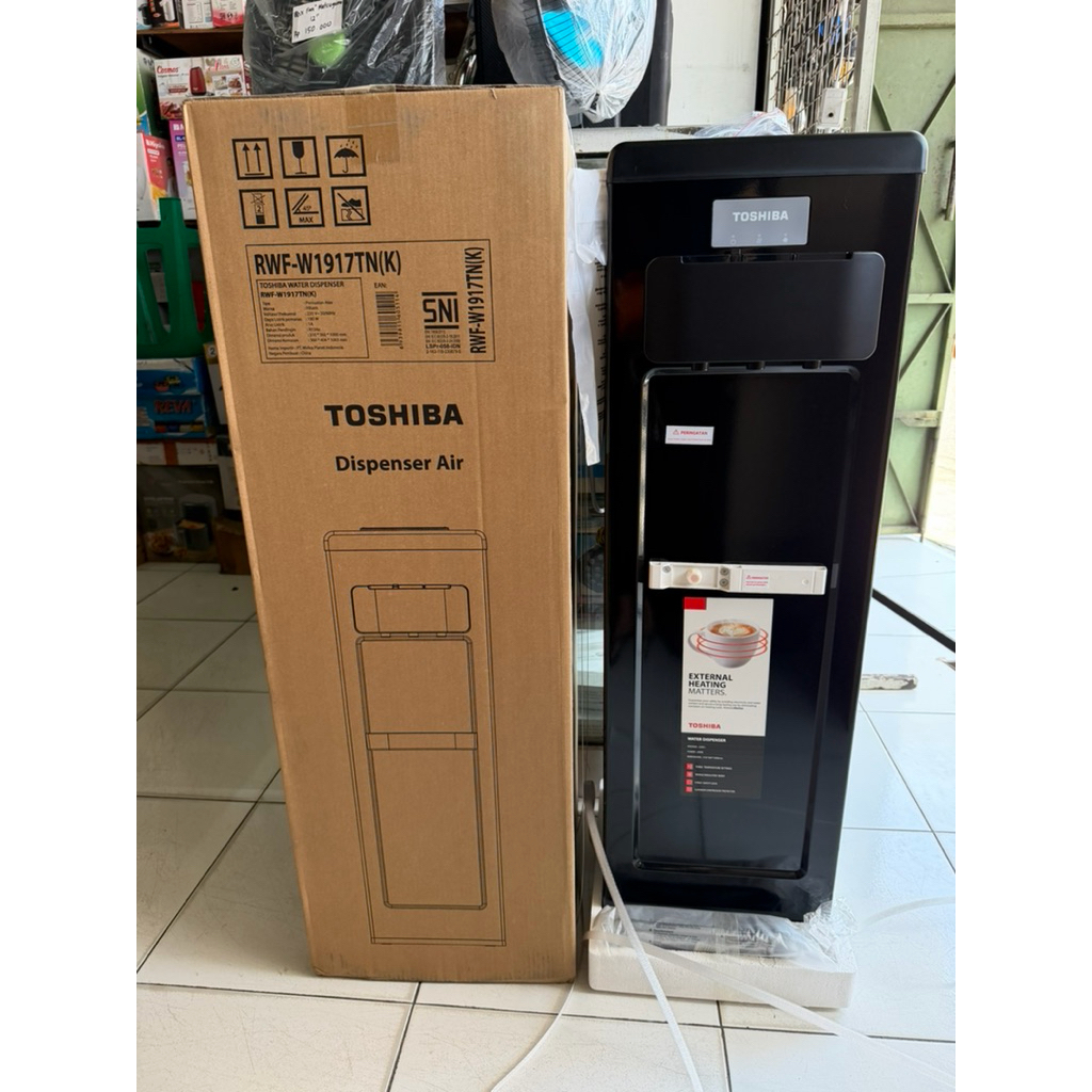 Dispenser TOSHIBA pakai KOMPRESOR 3 kran air panas, dingin, netral. Galon atas. air sedingin kulkas