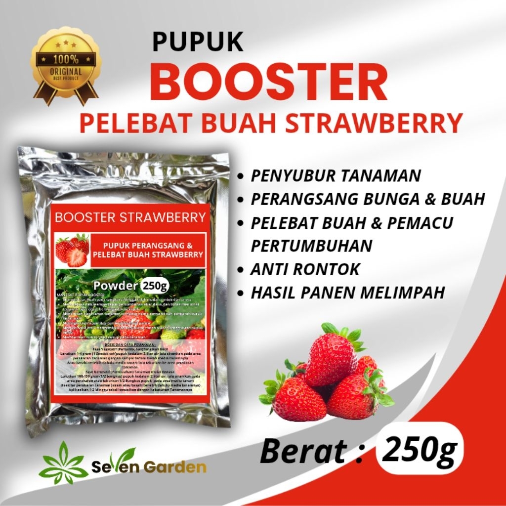 Pupuk Booster Buah Strawberry 250gram | Pupuk Perangsang  dan Pelebat Buah Strawberry