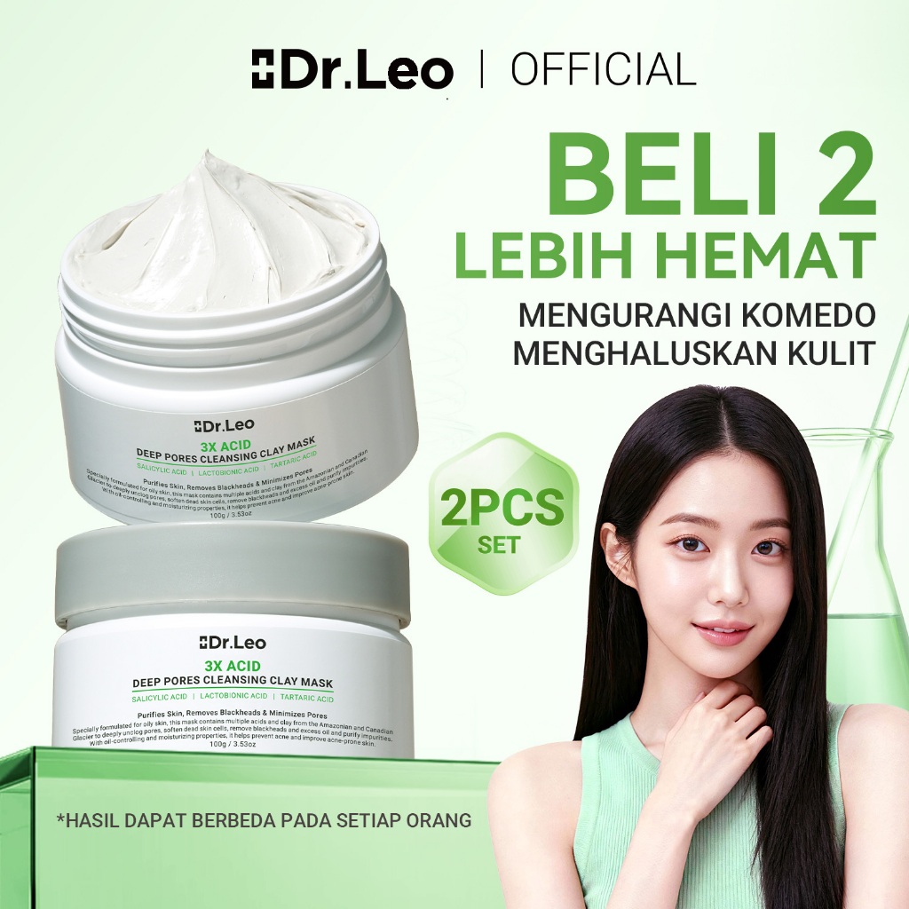 BUY MORE SAVE MORE | Dr.Leo 3X Acid Deep Pores Cleansing Clay Mask | Mengurangi Komedo Hitam & Putih
