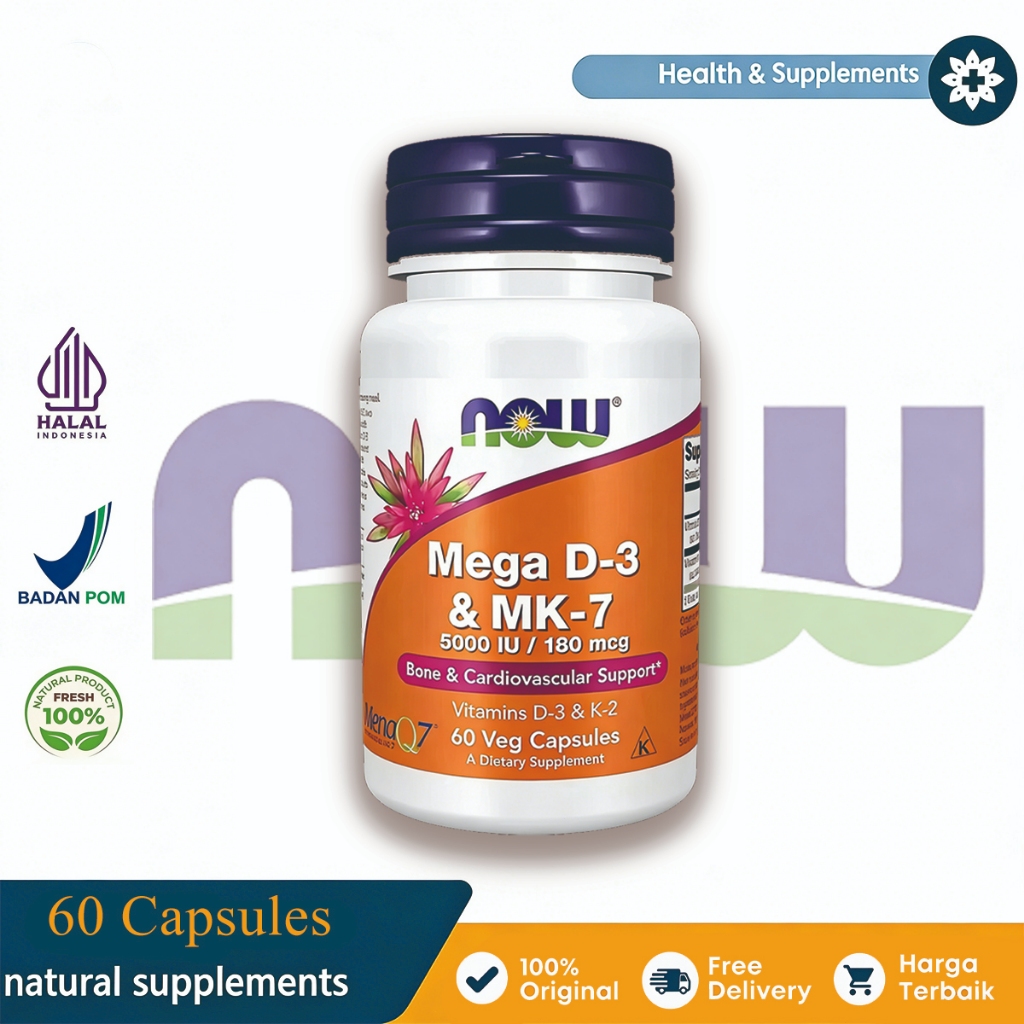 Now Foods Mega D-3 MK-7 Vitamin D3 MK7 D 3 MK 7 Bone Cardiovascular 5000 iu US Supplement