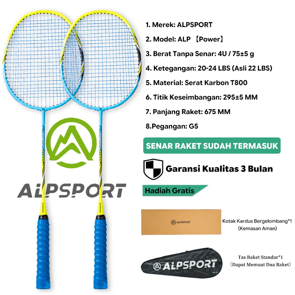 ALPSPORT New Power 4U G5 Raket Bulutangkis Pink Merah Muda Full Carbon Serat Karbon 24T 22-28LBS Sen